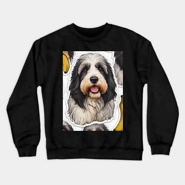 Cute Bearded Collie Banana Pattern Crewneck Sweatshirt by vanityvibes